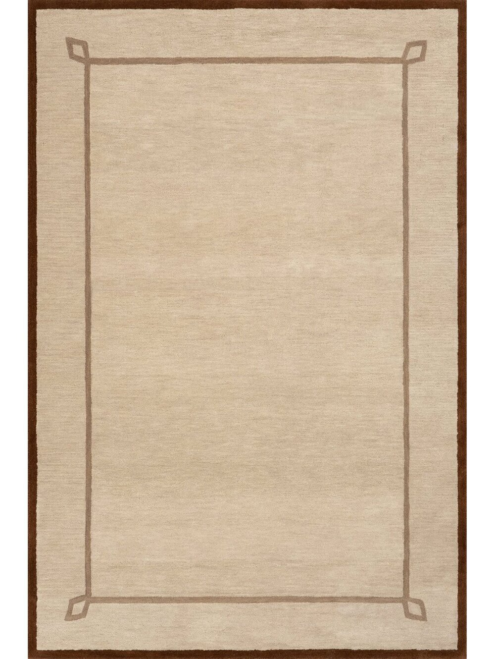 Rugs USA Serge Bordered Wool Rug by Nate Berkus | Beige Rug Size 7'6"x9'6"